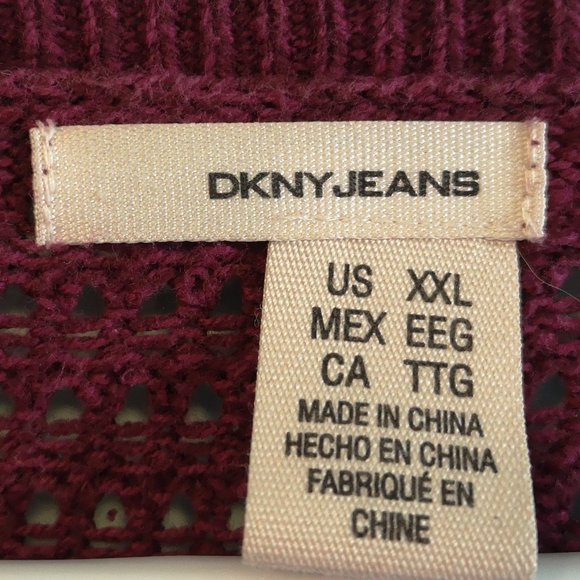 DKNY Jeans Cotton Blend V-Neck Sweater - Picture 2 of 5